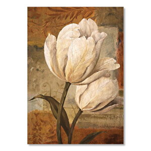 Yağlı Boya Beyaz Çiçek Görseli   Ahşap Mdf Tablo 25x35 cm
