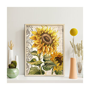 Mektup Zeminde Ayçiçek Görseli  Ahşap Mdf Tablo 25x35 cm