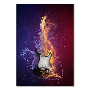 Ateş Ve Su Ortaklığı Elektrogitar  Ahşap Mdf Tablo 25x35 cm
