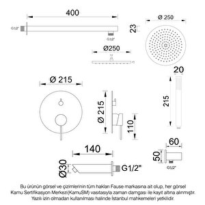 Tam Ankastre Duş Seti Adonis Siyah Fau107-b