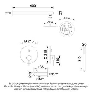 Ankastre Duş Seti Adonis Siyah Fau103-b