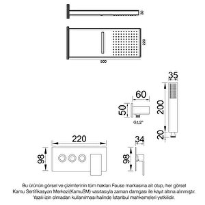 Ankastre Comfort Panel Şelale Duş Seti Siyah Fau110-b