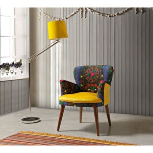 Etnik Desen Sarı 2+1+1 Çay Seti (balkon, Salon, Ofis, Cafe)