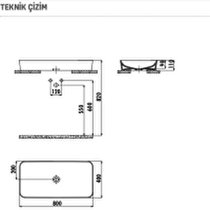 Ul080 Ultra Dikdörtgen Çanak Lavabo 80 Cm