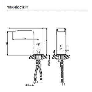 ES2410 Fotoselli Lavabo Armatürü Çift Su Girişli