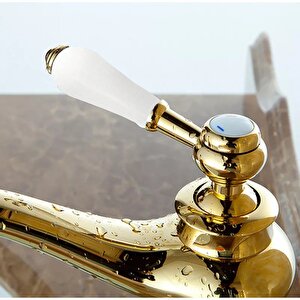 Rustik Lavabo Bataryası Vintage Altın Gold Klb100-g