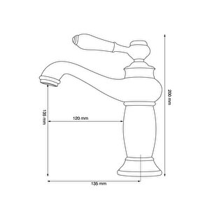 Rustik Lavabo Bataryası Vintage Altın Gold Klb100-g