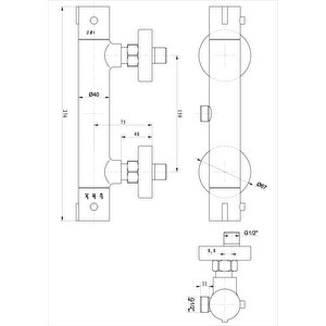 Termostatik Banyo Duş Bataryası Siyah Ktb102-b