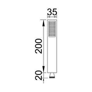 El Duş Başlığı Pirinç Metal Kare Siyah Ke102-b