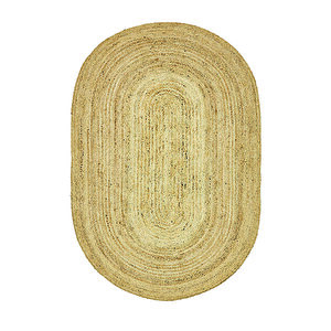 Kahve Oval Örme Dekoratif Jüt Kilim Hasır Halı Jut-4063 80x150 cm