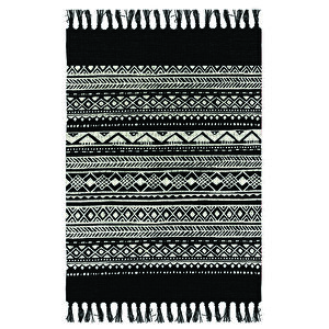 Karnaval Etnik Otantik Vintage Desenli Yıkanabilir Saçaklı Uşak Dokuma Kilim Petra-9023 120x180 cm