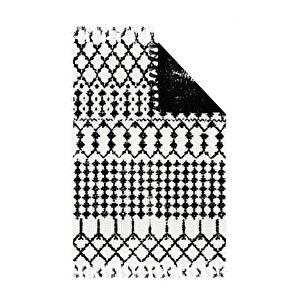 Babil Seri 041 Siyah Beyaz Bohem Tarz  Kara Tezgah Çift Taraflı Kilim 150x230 cm