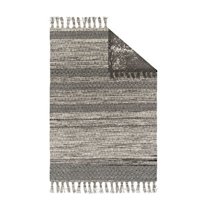 Babil Seri 014 Gri Beyaz Kırçıllı Desenli  Kara Tezgah Çift Taraflı Kilim 150x230 cm