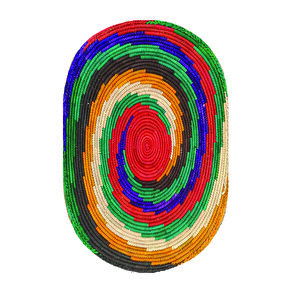 Renkli Boyalar Desenli Oval Örme Dekoratif Jüt Kilim Hasır Halı Jut-4068 60x120 cm