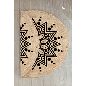 Karnaval Bolero Örgü 23 Güneş Mandala Motif Jüt Örme Halı Hasır Kilim 150x150 cm