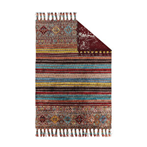 Babil Seri 003 Renkli Çizgili  Kara Tezgah Çift Taraflı Kilim 150x230 cm