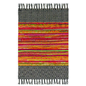 Karnaval Etnik Otantik Vintage Desenli Yıkanabilir Saçaklı Uşak Dokuma Kilim Petra-9005 80x150 cm