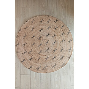 Karnaval Bolero Örgü 04 Minimal Balık Kılçık Desenli Jüt Örme Halı Hasır Kilim 80x80 cm