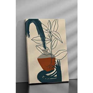 3'lü Set Line Art Last Leaves Kanvas Tablo