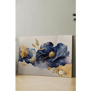 3'lü Set Blue & Gold Kanvas Tablo