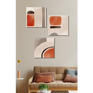 3'lü Set Minimal Orange Art Kanvas Tablo 30x40 cm