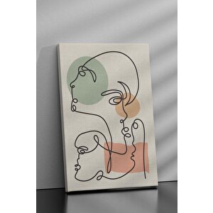 3'lü Set Line Art Faces Kanvas Tablo