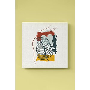 3'lü Set Colorful Line Art Leaves Kanvas Tablo 40x60 cm