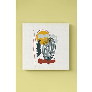 3'lü Set Colorful Line Art Leaves Kanvas Tablo 30x40 cm