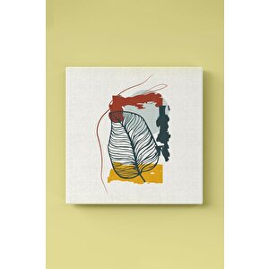 3'lü Set Colorful Line Art Leaves Kanvas Tablo 30x40 cm