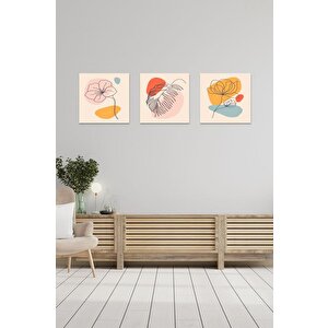 3'lü Set Line Art Leaves 2 Kanvas Tablo 40x60 cm