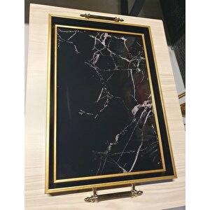 Dekorati̇f Lüks Sunum Tepsi̇si̇ Gold 30x45 cm
