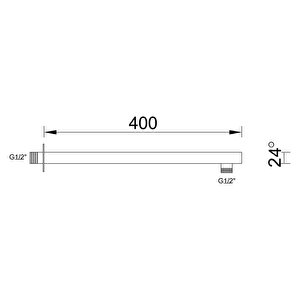 Ankastre Duş Başlığı Borulu Oval Slim Metal Ø25 Cm Altın