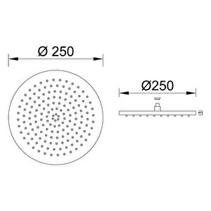 Ankastre Duş Başlığı Borulu Oval Slim Metal Ø25 Cm Altın