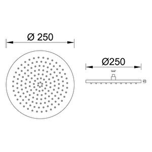 Ankastre Duş Başlığı Borulu Oval Slim Metal 25 Cm Siyah