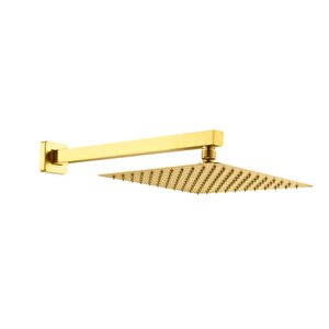 Ankastre Duş Başlığı Borulu Kare Slim Metal 25x25 Cm Altın