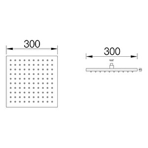 Ankastre Duş Başlığı Borulu Kare Slim Metal 25x25 Cm Tavandan Siyah