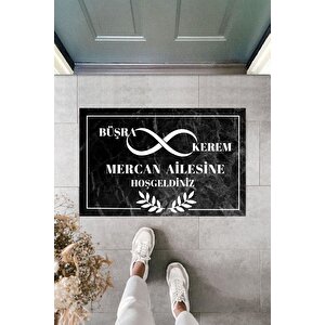 Modern Dijital Baskı - Beyaz Sonsuzluk Temalı Kişiye Özel Tasarım Paspas 45x70cm - Kapı Önü Paspası