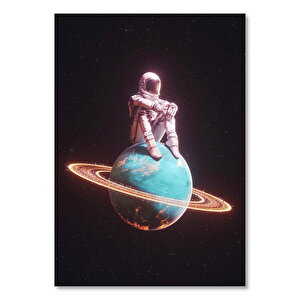 Satürn'de Sıkışmış, Astronot Fantastik Görsel 35x50 cm