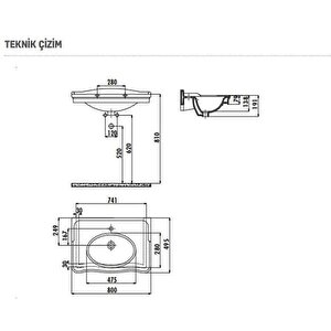 An080 Antik Etajerli Dolap Uyumlu Lavabo 80 Cm