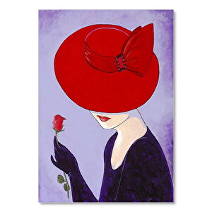 Kırmızı Şapkalı Kadın Görseli 50x70 cm