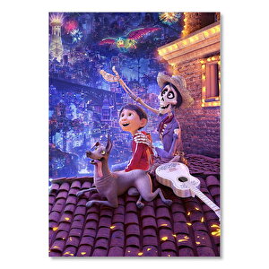 Coco Gitarist Çocuk İskelet Ve Sevimli Köpek 50x70 cm