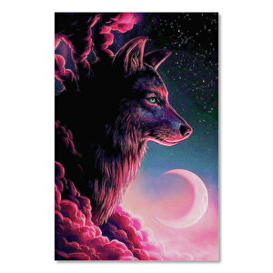 Kızıl Kurt Ay Bulutlar Ve Yıldızlar 50x70 cm