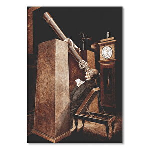 Geçmiş Teleskop Gök Bilimci Görseli 25x35 cm
