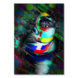 Rengarenk Boyalı Kadın Yüzü İllüstrasyon 35x50 cm