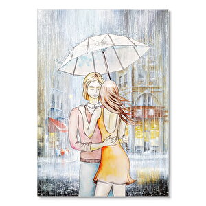 Aşk Yağmuru Şemsiyeli Çift Görseli 25x35 cm