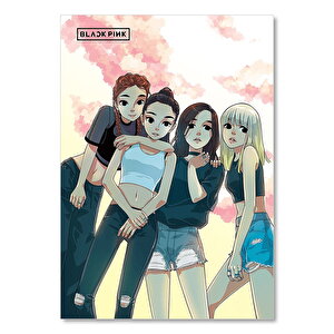 Black Pink Kore Pop Grubu Anime Çizim 50x70 cm
