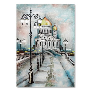 Kurtarıcı İsa Katedrali Moskova Çizim Görseli 25x35 cm
