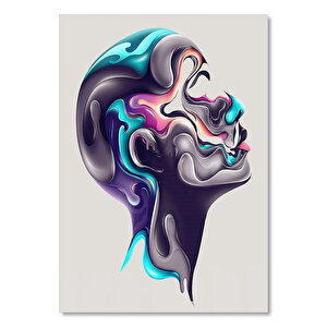 Parlak Renkli Sıvı Görünüm Kadın Başı Profil 35x50 cm