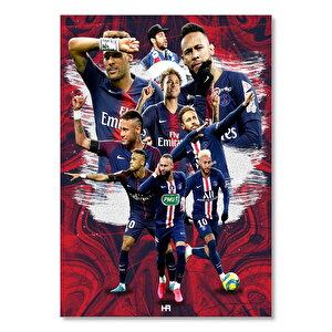 Psg Neymar Kompozisyonu Kırmızı Dalgalı Arka Plan 25x35 cm