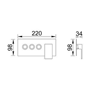 Ankastre Banyo Bataryası Comfort 3 Yönlü Kab103-3
